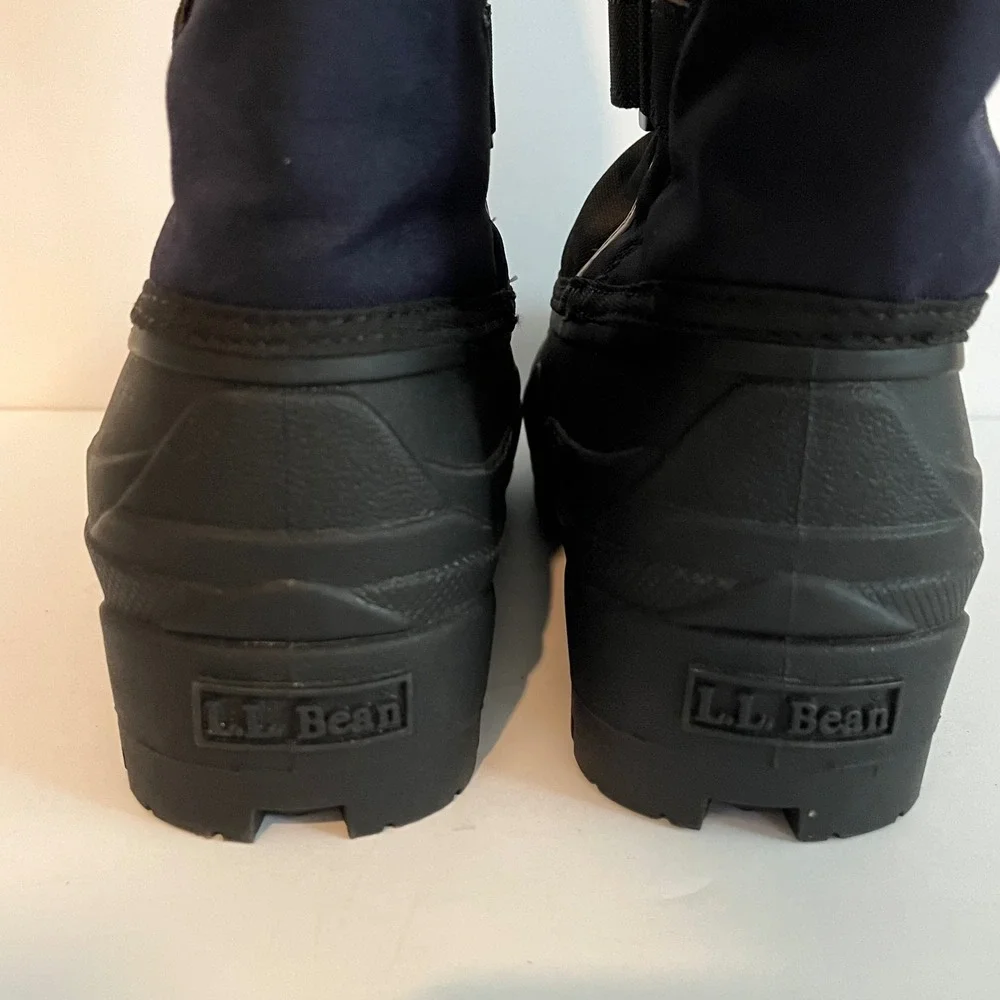 LL Bean Kids Wildcat Snow Boots Black Navy Blue Winter Insulated 238064 Size 7